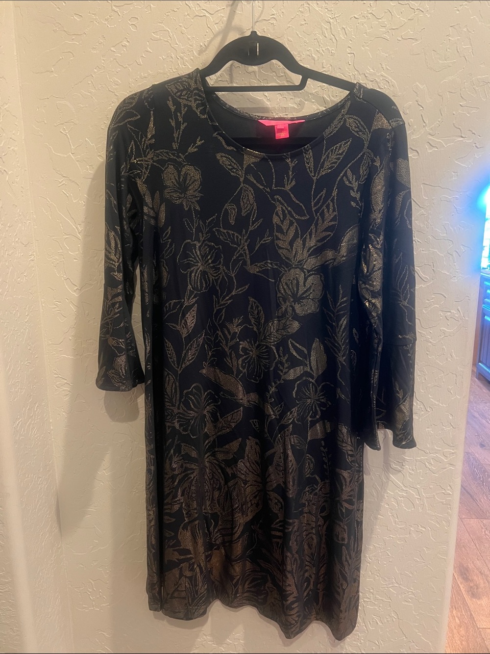 Lilly Pulitzer Ophelia Black Dress with Metallic Floral Print